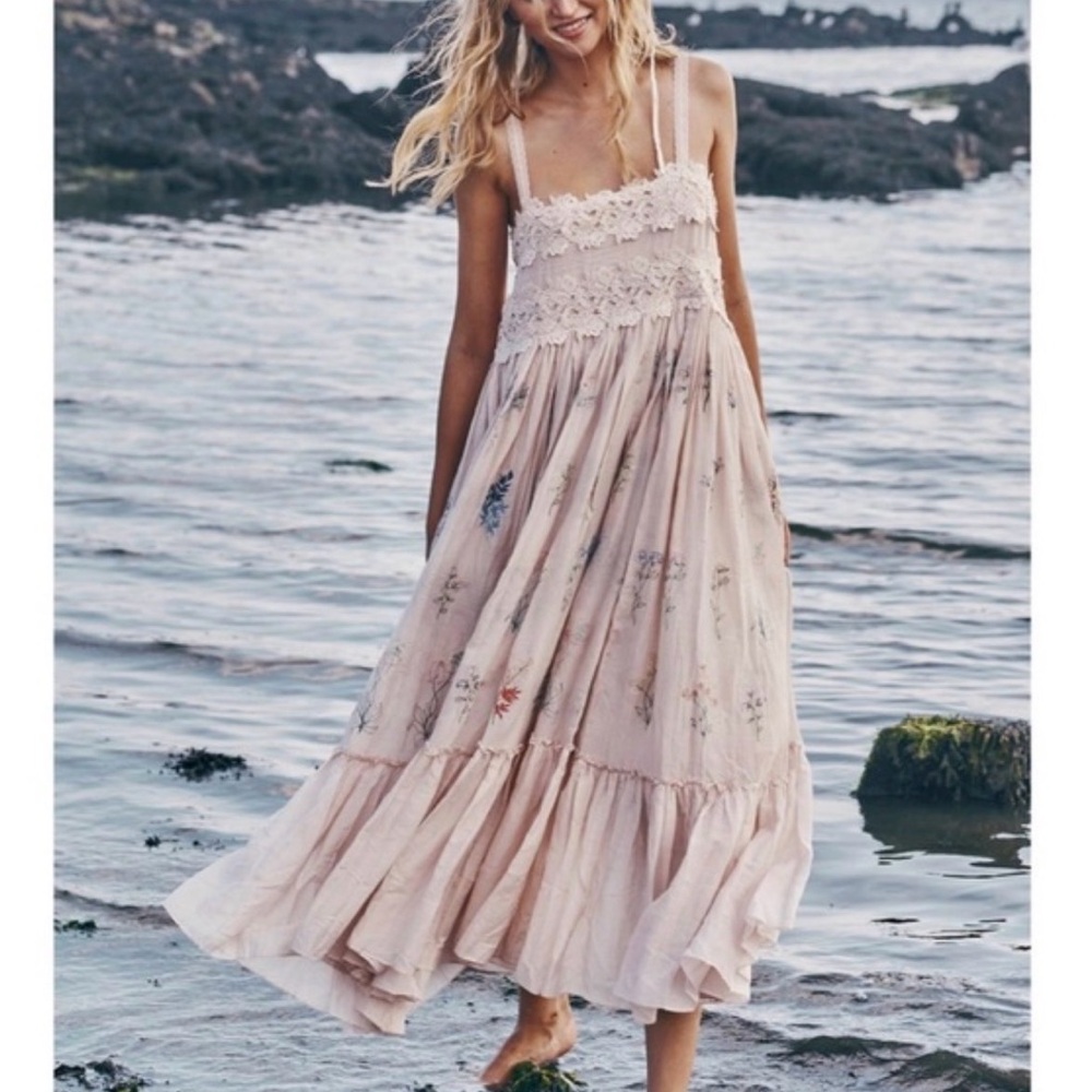 Caroline Constas Pink Embroidered Midi Dress